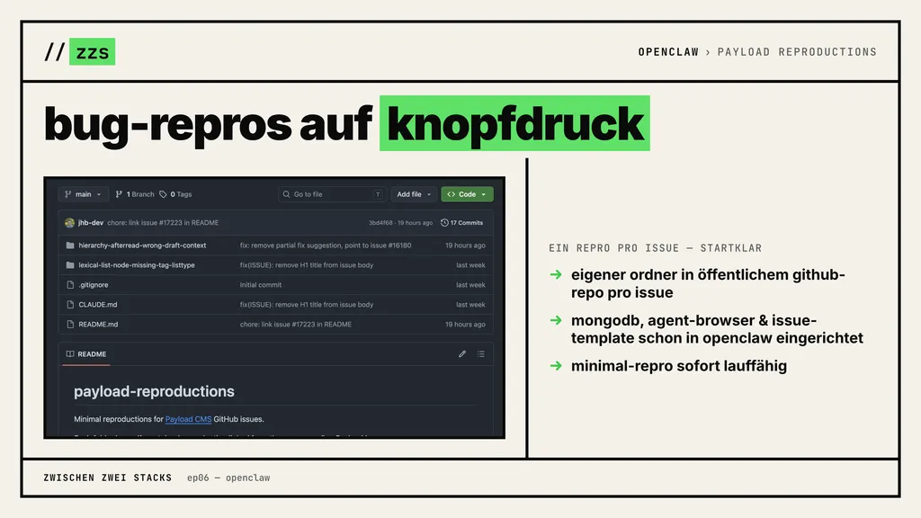 Payload Bug-Reproductions auf Knopfdruck: vorkonfiguriertes GitHub-Repo mit MongoDB und Agent-Browser