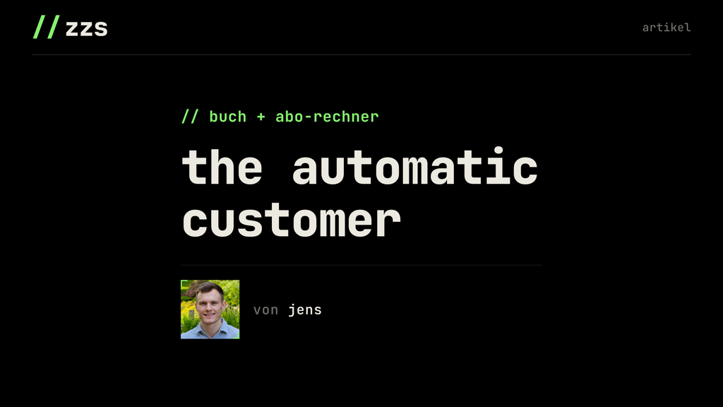 Titelbild zum Artikel „the automatic customer“ von Zwischen zwei Stacks