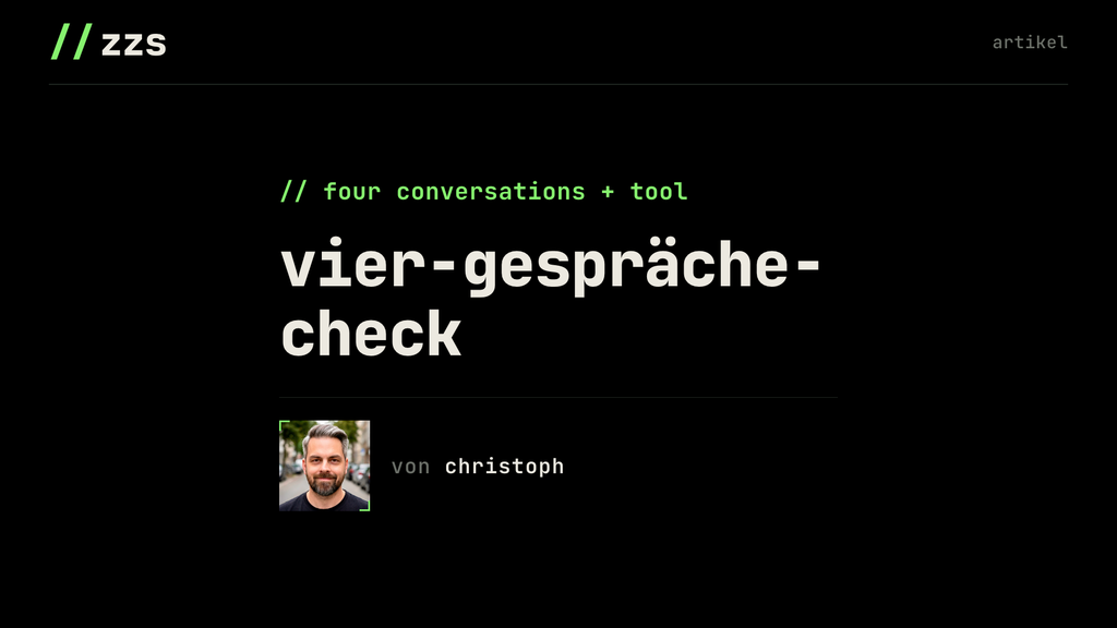 Titelbild zum Artikel „vier-gespräche- check“ von Zwischen zwei Stacks